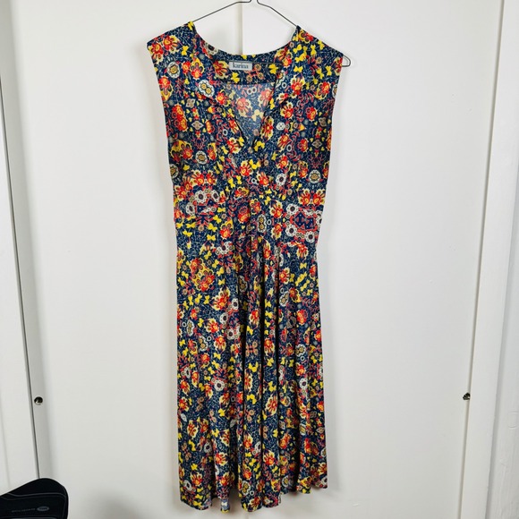 Karina Dresses & Skirts - Karina l Floral Paisley Sleeveless Midi Dress Navy Blue Red Yellow Wrap Top SS